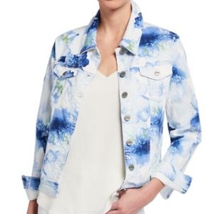 NWT Nanette Lepore Blue Floral Print Jeans Jacket